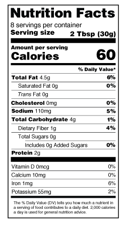 Falafel Hummus Nutrition Label